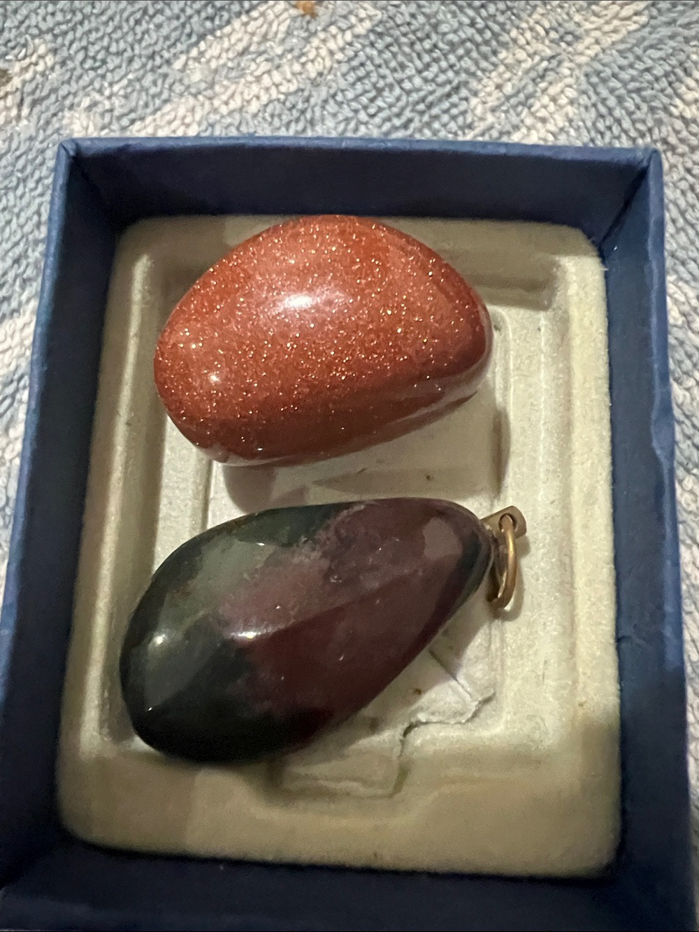 Goldstone and Multi-Tone Stone Teardrop Pendant Set - Women Jewelry